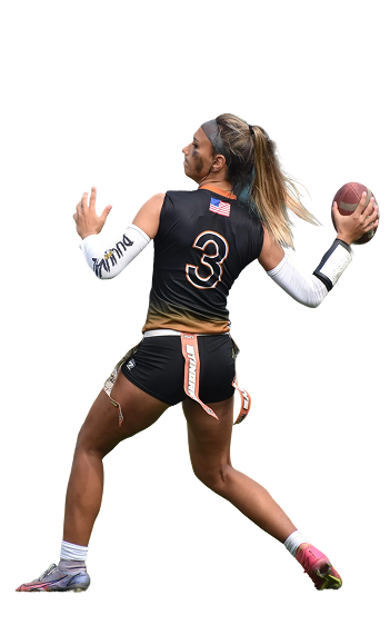 Youth flag football athlete in action