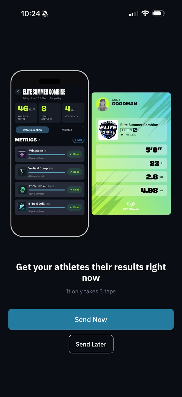 Sending combine results to every athlete who tested