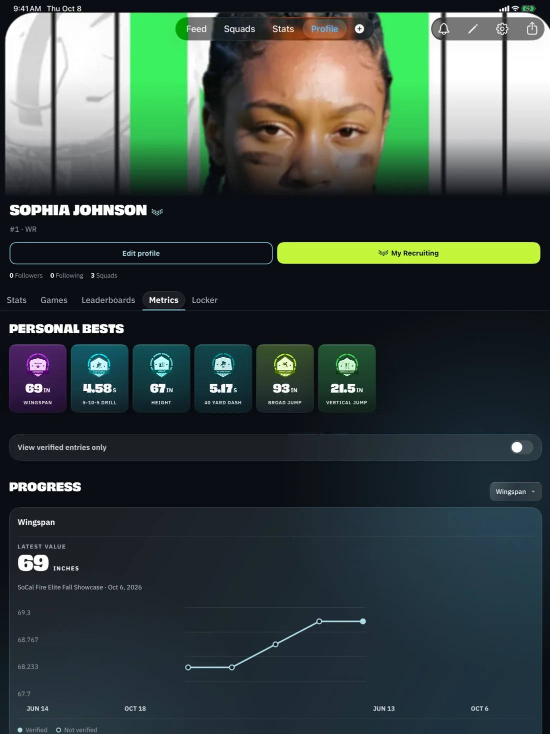 BreakAway iPad: Metrics, personal bests & progress (athlete view)