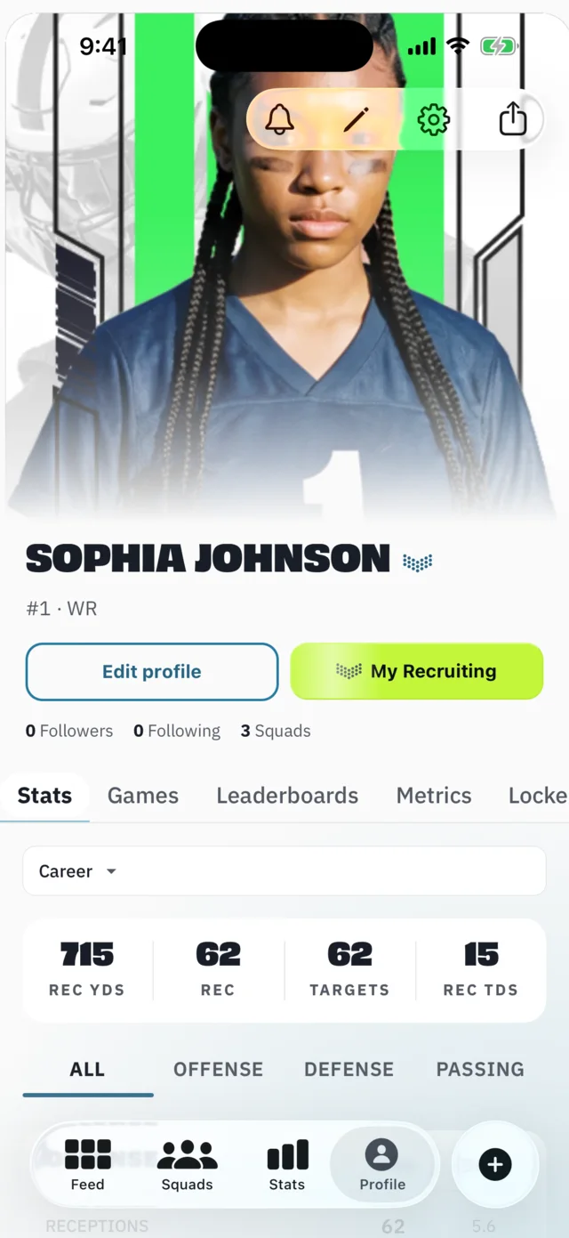 BreakAway iPhone: Athlete profile, light mode (athlete view)