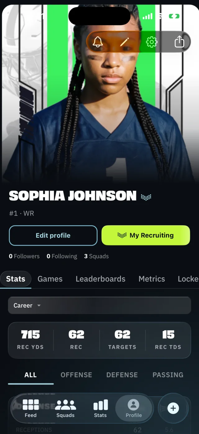 BreakAway iPhone: Athlete profile, career stats (athlete view)